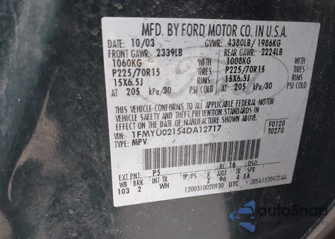 2004 Ford Escape Xls from USA, damaged, VIN 1FMYU02154DA12717